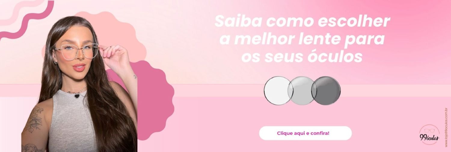 Banner versão desktop para a página de Lentes para Óculos de Grau da 99 Óculos.