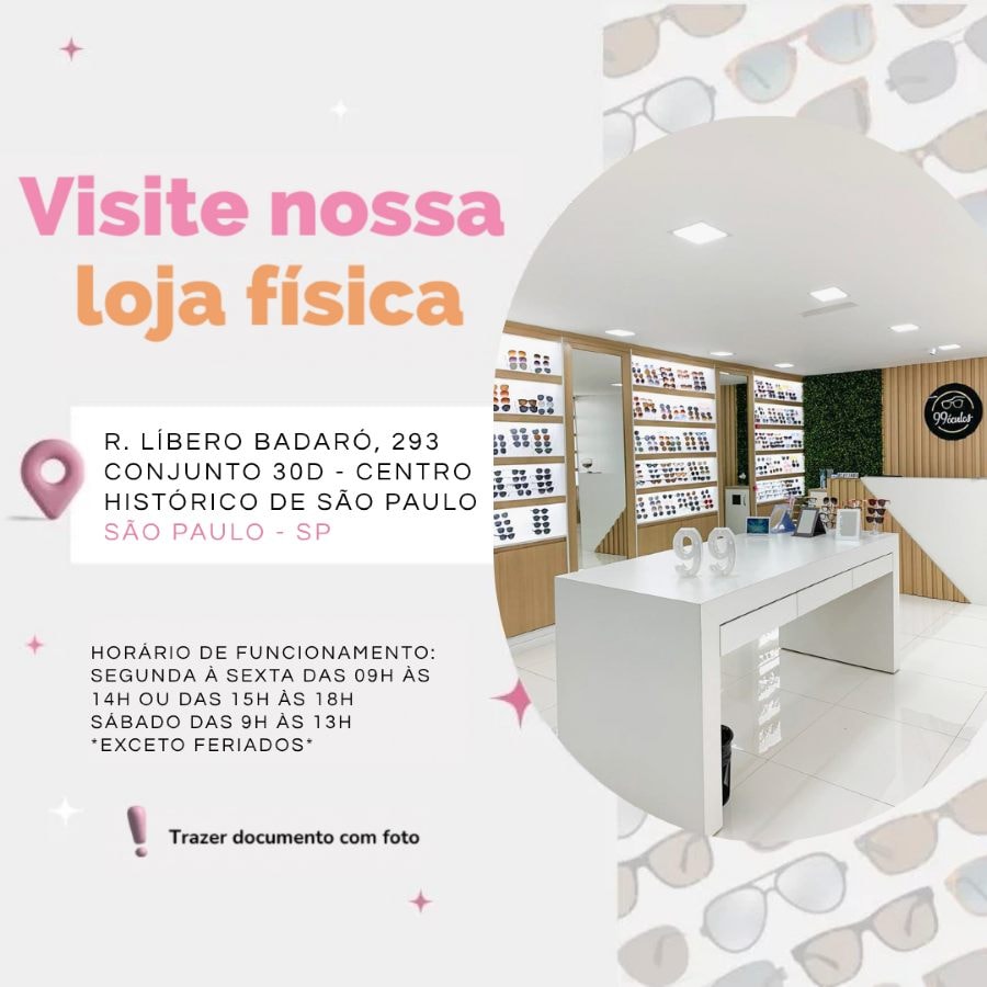 Banner convite para visita à Loja Física da 99 Óculos versão mobile.